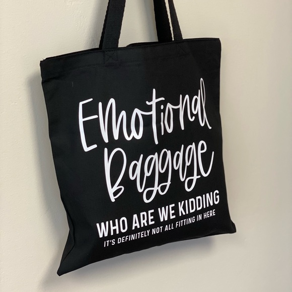 NEW Cotton Canvas Tote Bag in Black~ Emotional Baggage🖤 - Picture 2 of 5